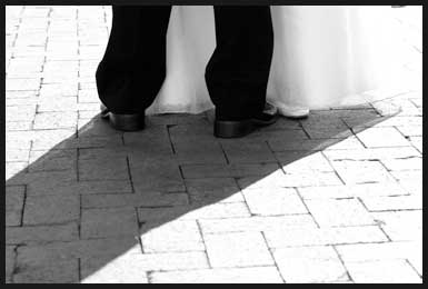 bride and groom dancing